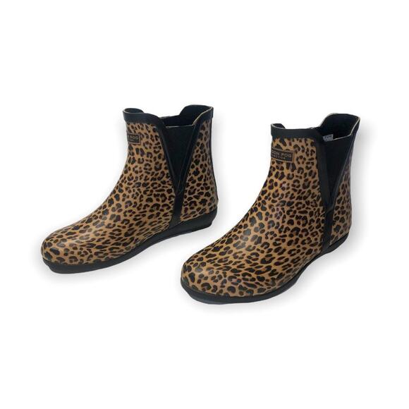 London Fog Women's Piccadilly Rain Boot 6 New Leopard Tan Black Animal Chelsea - Picture 5 of 12